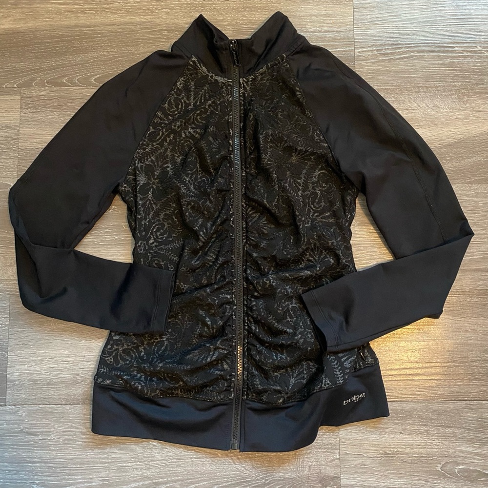 Bebe Black Lace Full Zip Jacket